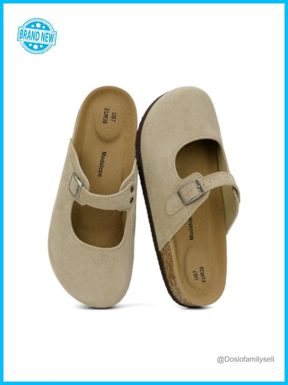 Mary Jane Clogs Faux Suede Cork Footbed Slip On Mules
